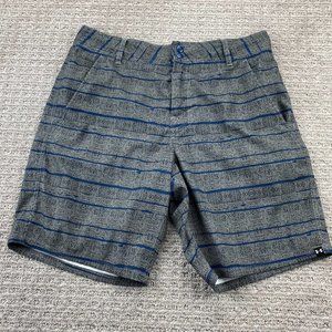 Under ARMOUR UA Swim Shorts Men 34 Gray Blue Striped Board Short Pants Outdoor